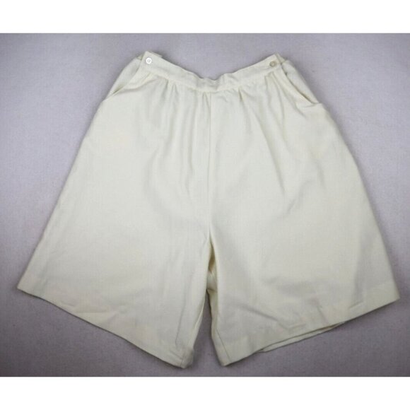 Vicki Wayne's Pants - VINTAGE WOMEN'S IVORY WHITE HIGH WAIST WIDE LEG SHORTS - VICKI WAYNE'S - SIZE 36